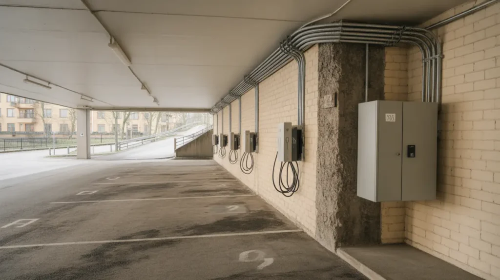 installation av laddinfrastruktur f r elbilar i garage g rdet stermalm
